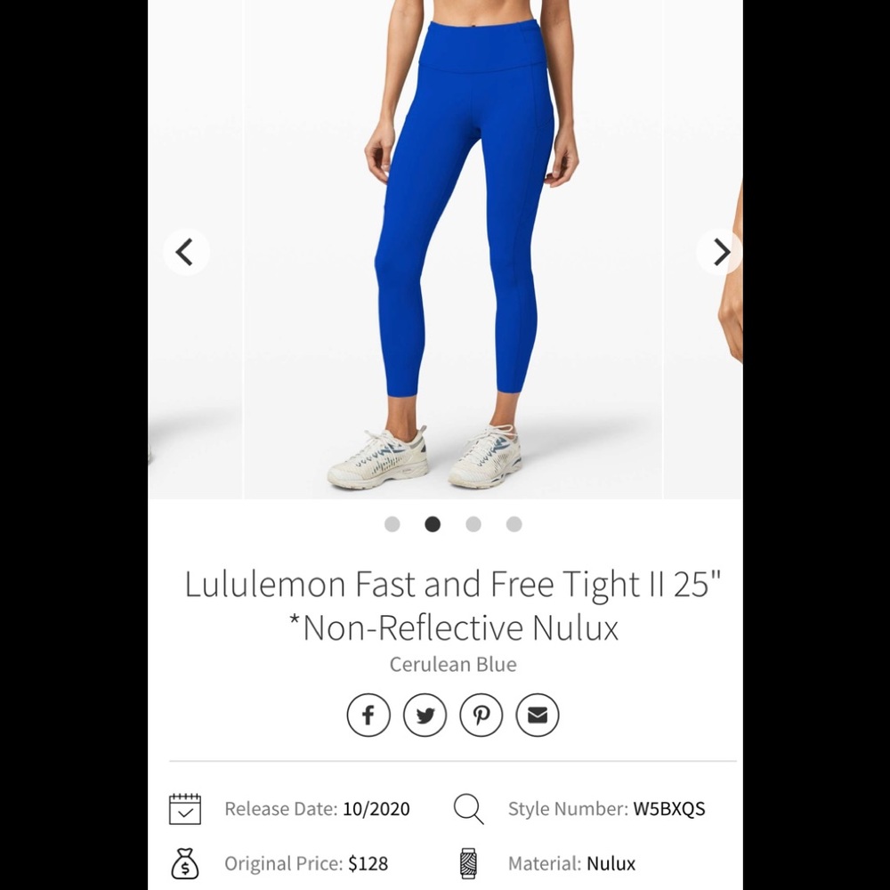 Lululemon Cerulean Blue Fast and Free 25”